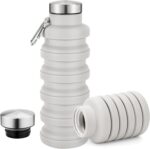 Collapsible Water Bottle,17oz Reuseable BPA Free Silicone Foldable Water Bottles for Travel Gym Camping Hiking Outdoor Indoor Sport-Gray - Image 2