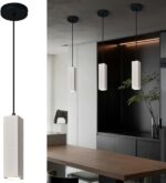 Concrete Linear Pendant Light,LED Industrial Hanging Cement Pendant Lighting Fixture for Kitchen Island Dinning Room Bedroom Bedside Table Small Pendant Lights - Image 2