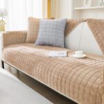 Couch Cover Sofa Covers Washable, Velvet Fuzzy Sofa Slipcovers for 3 Cushion Couch, Non-Slip Furniture Protector for Dog Pet, L Shaped Recliner Sectional Couch Cover Khaki,36"X63"(Only 1 Pcs) - Image 2