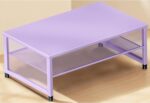 Desk Organizers and Accessories, 2-Tier Metal Computer Monitor Stand Riser, Desk Organizer for Monitor, Printer & Laptop Stand, Desktop Workspace Organizers for Office Supplies(Purple) - Image 2