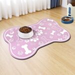 Dog Cat Mat for Food and Water,Rapid Absorbent Pet Feeding Mat, Bone Shaped Dog Placemat Bowl Mat with Rubber Backing,No Stains Pet Food Mats Indoor, Pet Accessories Supplies,Pink 16"×24" - Image 2