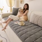 Dog Couch Cover Washable,Fuzzy Pet Couch Covers for 3 Cushion Sofa Pet Friendly, Non-Slip Soft Comfortable Furniture Protective Mat (Gray, 27.6''x59.06'') - Image 2