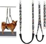 Dog Grooming Belly Straps – Adjustable Grooming Loops with Cute Paw & Bone Pattern – Pet Grooming Belly Support Band Table Accessories Restraint Noose for Small to Large Dogs(Black) - Image 2