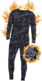 ED HARDY 2 Piece Mens Thermal Underwear Set Graphic Fleece Lined Long Underwear Mens Base Layer Shirt Long Johns - Image 2