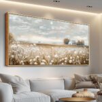 ERQINHUA Canvas Wall Art For Living Room Wall Decor White Flowers Landscape Painting Decor Dining Room Bedroom Bathroom Kitchen Room Wall Artwork Prints Painting For Home Decor Wood Frame 20x40 In - Image 2
