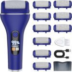 Electric Callus Remover for Feet, Rechargeable Portable Electronic Foot Callus Remover 2-in-1 Wet/Dry Foot Scrubber Electric Toot File for Hard Cracked Dry Dead Skin（Blue） - Image 2