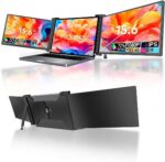 FOPO 15.6" Triple Monitor for Laptop, FHD 1080P IPS Screen Extender Portable Laptop for 15.6-17.3” Laptops, PnP Travel Monitor Screen Extender with USB-C&HDMI, Dual Monitors for Windows, Mac, Black - Image 2