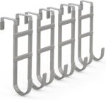 FYY Over The Door Hooks - 4 Pack Heavy Duty Dual-Hook Organizer Hanger with Non-Slip Rubber for Towels, Clothes, Hats & Bags Use in Bathroom, Bedroom, Kitchen - Fits Interior Doors Up to 1.6" Grey - Image 2