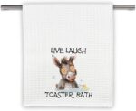 Funny Live Laugh Toaster Bath Kitchen Towels Funny Hand Dish Towel, Farmhouse Decorative Hand Towels for Bathroom and Kitchen, 13.8X 24 Inches -07A - Image 2