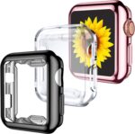 GEAK 3 Pack Compatible with Apple Watch Case 38mm,Soft HD High Sensitivity Screen Protector with TPU All Around Anti-Fall Protective Case Cover for iWatch Series 3/2/1 38mm Black/Clear/Rose Pink - Image 2