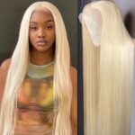 GZX 34 Inch 613 13x4 HD Transparent Lace Front Wig Human Hair 180% Density Straight Blonde Lace Front Wigs Pre Plucked with Baby Hair Blonde Glueless Wigs Human Hair - Image 2