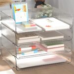 Gagee 4 Pack Paper Storage Organizer,Clear PET Letter Tray, A4 Size Stackable Document Organizer for Notes, Pens, File Paper, Desk, Office Organization and Storage - Image 2