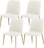 Gollense Velvet Curved Chair Covers for Dining Room Set of 4, Mid Century Modern Chair Slipcovers, Semi Circle Back Chair Seat Protector for Kitchen Living Room (C-Milk White) - Image 2