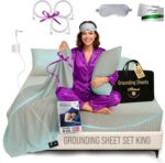 Grounding Sheet Set - King Size, Beige Fitted & Flat Sheets with Pillowcases - 12% Silver Fiber, 4% Silk, 84% Organic Cotton - Conductive Bed Grounded Kit for Better Sleep - Image 2