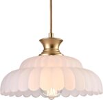 HYDELITE Vintage Frosted Glass Pendant Lights Kitchen Island Lighting Fixtures Over The Kitchen Sink Adjustable Hanging Pendant for Dining Room Kitchen Entryway - Image 2