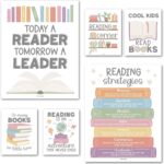 Hadley Designs Motivational Reading Posters For Classroom Elementary –6 Reading Strategies Posters For Classroom, Read Corner School Library Decor, Wall Read Sign, Boho Bulletin Board Decorations - Image 2