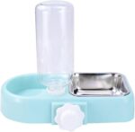 Hanging Dog Bowls, Cage Automatic Cat Food and Water Bowl Set with Water Dispenser and Stainless Steel Bowl, Detachable Gravity Pet Feeder and Waterer Set for Cats Dogs Puppy Rabbit (Blue) - Image 2