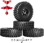 Hobbypark 1.9 Beadlock Wheels and Tires 120mm / 4.72inch Height and Mounting Install Tool for 1/10 RC Crawler with Foam Inserts,Set of 4 (Black) - Image 2