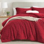 Homelike Moment Fluffy Twin Size Comforter Set, Red Warm Fleece Comforter Twin Bed Set for Winter - Image 2