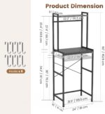 Housolution Mini Fridge Stand with Storage, 2-Tier Kitchen Microwave Stand with Storage Mini Fridge Shelf Height Adjustable Bakers Rack with 8 Hooks for Dorm, Living Room, Offices, Black - Image 2