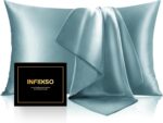 INFIIXSO Mulberry Silk Pillow Cases King Size Set of 2, Silk Pillowcase with Hidden Zipper 20"x36", Extraordinary Smooth and Soft Pillow Case for Hair and Skin(Haze Blue, 2 Pack) - Image 2