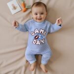 Infant Baby Boy Long Sleeve Romper Jumpsuit Pants Football Game Day Stripe Waffle Knit Outfit Fall Winter Clothes - Image 2