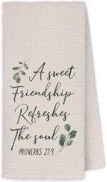 JINYO a Sweet Friendship Refreshes The Soul Kitchen Towels, Gifts for Christian Women Friends Hand Towels for Bathroom Kitchen Decor, Gifts for Best Friend Decorative Dish Tea Towels, 16x24 Inch - Image 2