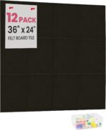 Large Cork Board for Wall 36" x 24", Black Bulletin Board, 12 Pack Felt Wall Tiles with 40 Pushpins, Cork Boards for Office Push PinTack Boards School Walls Decor - Image 2