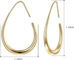 Lightweight Teardrop Hoop Earrings for Women - 14k Gold/White Gold Plated Large Oval Pull Through Hoop Earrings High Polished Statement Jewelry Gift for Women - Image 2