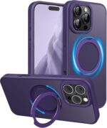 MAXCURY 360° Ring Stand Magnetic for iPhone 16 Pro Max Case, [Anti-Fingerprint] [Military Drop Protection] [Compatible with MagSafe] Soft Edge Translucent Slim Back 16 ProMax Phone Case (Purple) - Image 2