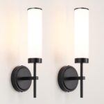 Matte Black Wall Sconces Set of 2, Modern Bathroom Sconces Wall Lighting with Opal White Glass, Vanity Light Fixtures for Bathroom, Wall Mount Lights for Living Room Bedroom Hallway, Hardwired - Image 2