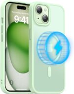 Meifigno Magic Mag Series Designed for iPhone 15 Plus Case, [Military Grade Protection & Compatible with MagSafe], Translucent Matte Back with Aluminum Alloy Keys Designed for 15 Plus 6.7", Green - Image 2