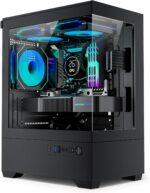 Micro ATX PC Case, Gaming MATX PC CASE with 3 PWM ARGB Fans Pre-Installed, Type-C Full-View Dual Tempered Glass, Cpmputer CASE Black - Image 2