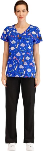 Minty Mint Women's Printed Top Scrubs Sets with Straight Pants - Image 2