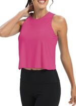 Mippo Workout Tops for Women Cropped Open Back Sleeveless Tank Tops Athletic Gym Yoga Shirts Loose Fit - Image 2