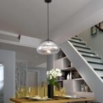 Modern Silver Glass Pendant Light Fixture 11.8in Spherical Hanging Lamp for Dining Room Kitchen Island Bedroom Corridor Bar (Silver) - Image 2