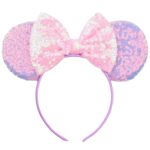 Mouse Ears Bow Headbands Sequin Hairband Butterfly Glitter Hair Accessories for Girls Women (purple) - Image 2