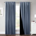 NICETOWN 100% Blackout Curtains 84 inches Long, Pair of Energy Smart & Noise Blocking Out Drapes for Baby Room Window, Thermal Insulated Guest Room Lined Window Dressing (Stone Blue, 52 inches Wide) - Image 2