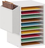 Office Mail Sorter, Wooden Paper Organizer with Storage Bag, 10 Tier Adjustable Classroom Mailbox, Removable Classroom Organization, Teacher Desk Organization for Office, Study, White - Image 2