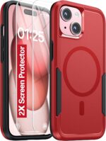 Oterkin Magnetic for iPhone 15 Case, [Compatible with MagSafe],[Strong N52 Magnets] Phone Case with [2Pcs Tempered Glass Screen Protectors][10FT Military Grade Protection] (K-Red) - Image 2