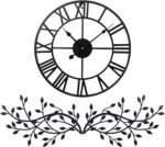 Otoolling 15.7 Inch Metal Wall Clock Metal Tree Leaf Wall Decor Silent Vine Olive Branch Leaf Art Clock for Home Bedroom Living Room Decorations - Image 2