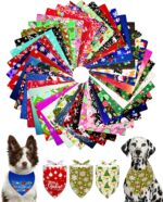 PET SHOW 50 Pack Christmas Big Dog Bandanas Bulk XL Washable Happy New Year Triangle Bibs for Medium Large Dogs Girl Boy Xmas Kerchief Set Pet Scarves Holiday Grooming Accessories - Image 2