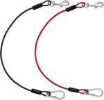 Pawaboo DogSeatbelt, Chew-Proof Leash Extender, Coated Steel Rope Restraint Car Safety Seat Belt Clip Strap, 360° Rotation Hook Heavy Duty Carabiner Steel Cable, 26 Inch, 2 Pack, Black+Red - Image 2
