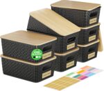 Plastic Storage Bins with Bamboo Lid, Stackable Storage Bins with Lids & Labels for Organizing, Storage Bins for shelves, Closet, Office, Drawer, Cabinet & Pantry,Nursery Organization - Image 2