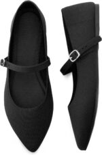 Pointed Toe Flats Knit Ballet Flat Shoes for Women Comfortable with Adjustable Strap,Washable Dressy Casual Flats for Work Office - Image 2