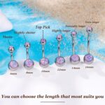 REVOLIA 14G F136 Titanium Opal Belly Button Rings for Women Hypoallergenic Belly Rings Internally Threaded Barbell Navel Rings Body Piercing Jewelry 6-16MM - Image 2