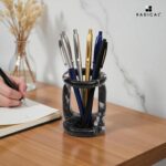 Radicaln Marble Pen Holder Black Zebra 4" Inches Handmade Pencil Holder for Desk, Ideal for School Stationery, Office, Desk & Makeup Accessories - Image 2