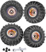 Rc 1.9 Inch Wheel Rims & Tires Wheels for 1/10 RC Crawler Car SCX10 SCX10 II SCX10 III 90046 TRX6 TRX4 D90 VS4-10 Gen8 MST CFX,Aluminum RC 1.9 Beadlock Tires Wheel,Bronze - Image 2