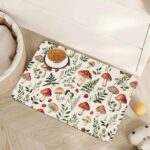 Red Mushroom Pet Feeding Mat,Fern Herb Berries Absorbent Quick-Dry Cat Dog Food and Water Bowl Mats,Non-Slip Rubber Backing Mat,Cat Dog Accessories Supplies 16"x24" - Image 2