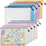 SenseYo 10 Pcs Waterproof A4 Mesh Zipper Pouch Bags for Office Supplies, Home Organization, Travel Storage (10 Colors) - Image 2